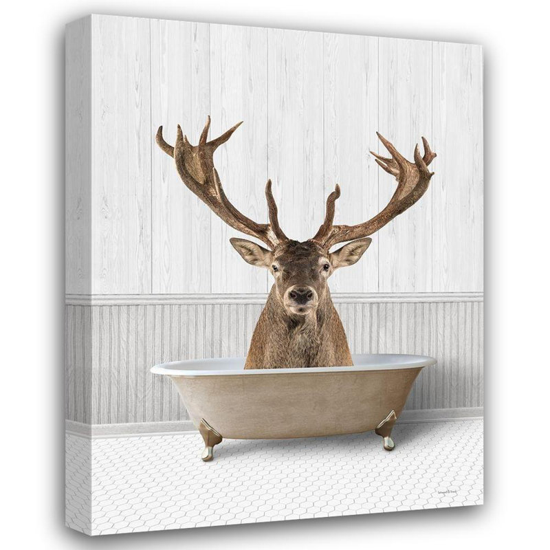 Art graphique sur toile tendue et encadrée Trinx, Bath: Deer, H 24 po x l 19 po