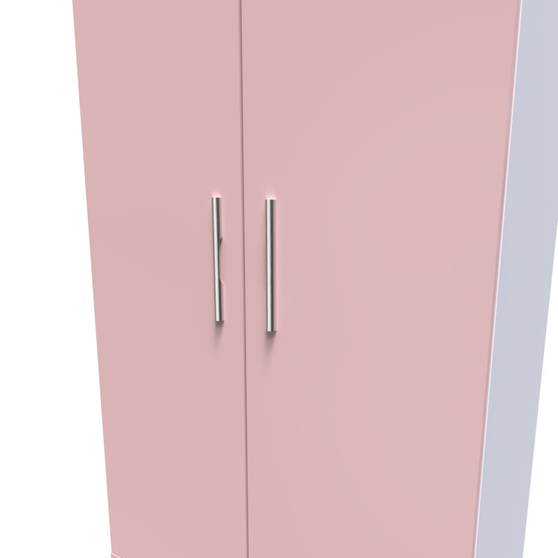 Fully Assembled Knightsbridge 2 Door Wardrobe, Pink/White