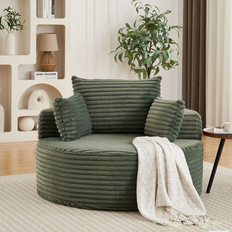 Fauteuil moelleux de 50 po en velours côtelé, coussin moderne, sans assemblage, pour salon et éponge en mousse simple, canapé-lit de 50 po