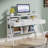 Kravitz Writing Desk with Drawers, Computer Desk with Metal Base, White Desk-1470163661