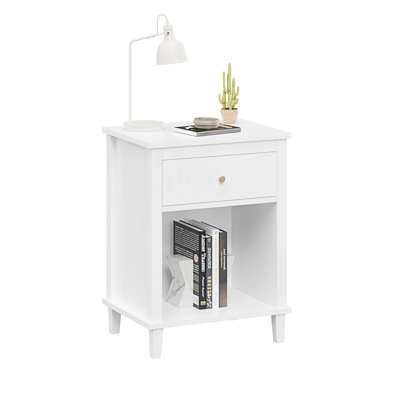 Wooden Nightstand With 1 Drawer And 1 Shelf