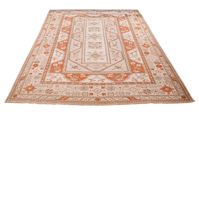Tapis unique beige / rouille 8 po x 12 pi 2 po