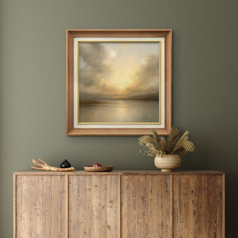 Art mural encadré de qualité supérieure - impression de paysage rétro pour décor de chambre à coucher - 26 po x 36 po