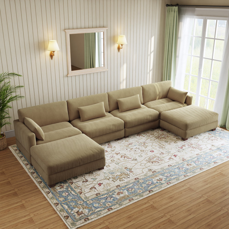 Corduroy Corner Sofa , 78cm H x 410cm W x 173cm D, Carmel Corduroy