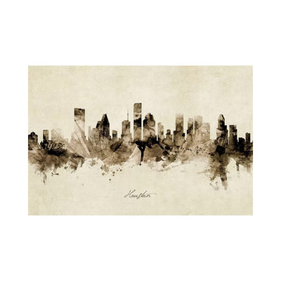 Houston Texas Skyline by Michael Tompsett - 1 Piece Wrapped Canvas Painting