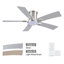 Ventilateur de plafond encastré moderne en nickel brossé 46 po avec DEL intégrées, télécommande et 5 pales deux tons Modern-492049059-488301168
