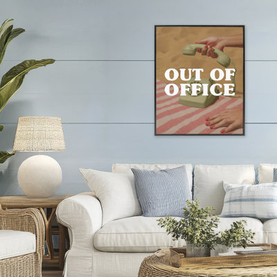Out of Office Green Phone Framed Giclee, design by Lil' Rue