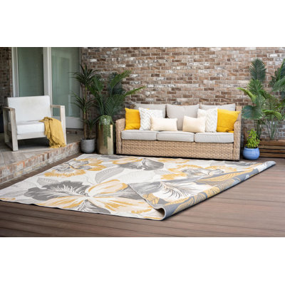 Tapis intérieur / extérieur en polypropylène tissé à plat réversible Zulema - crème 