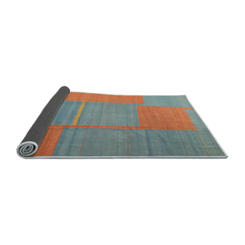 Tapis orange / bleu Adaleine, Rond 8 pi