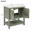 Meuble-lavabo de 30 pouces avec lavabo en céramique et rangement polyvalent - idéal pour les petites salles de bain-300997567