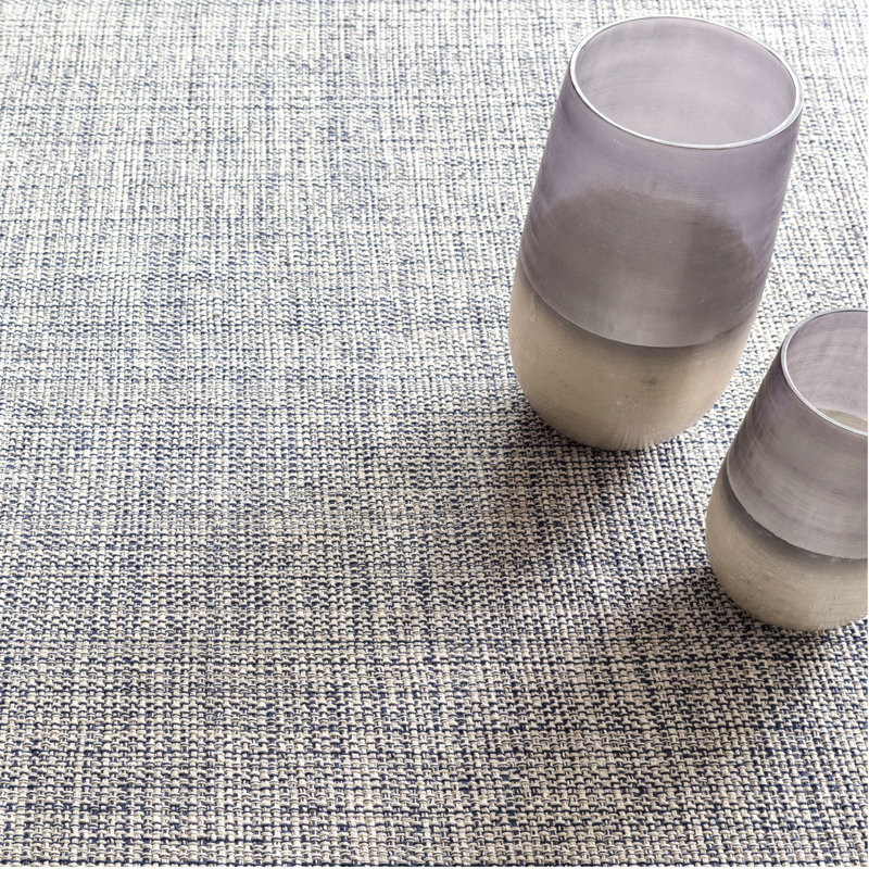 Tapis en coton indigo tissé à la main Marled, Rectangle de 2 pi x 3 pi