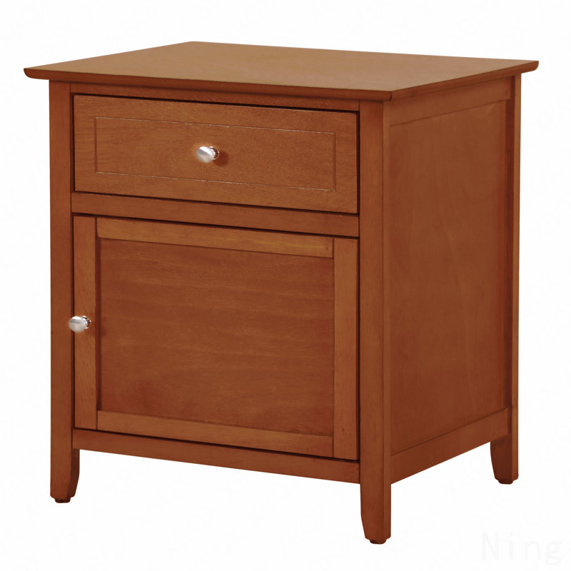 Charmante table de chevet transitionnelle en chêne, Brun