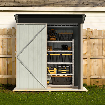 5.1 ft. W x 2.8 ft. D Metal Lean-To Storage Shed with Lockable Door