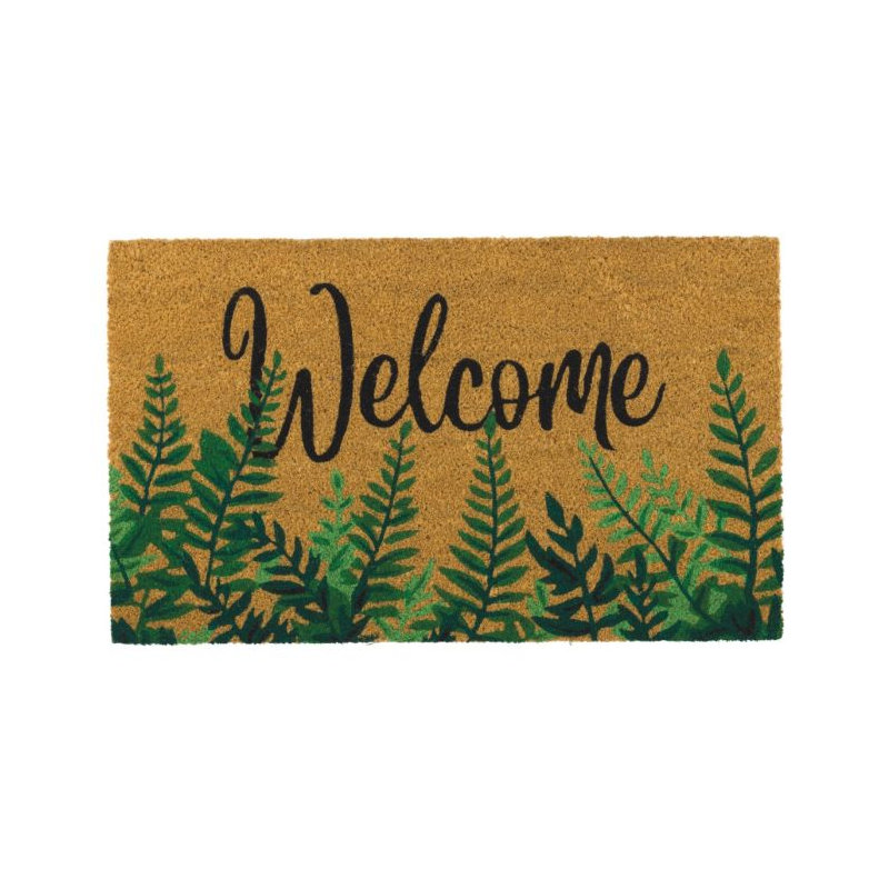 30x18 Natural Coir Fiber and PVC Non Slip Outdoor Doormat with Weather Resistant Textured Surface and Heavy Duty Backing - Fern