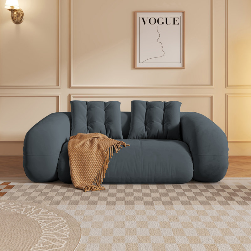 Canapé-lit convertible en velours Anchondo, H 23,6 po x l 68,5 po x P 40,2 po, Gris