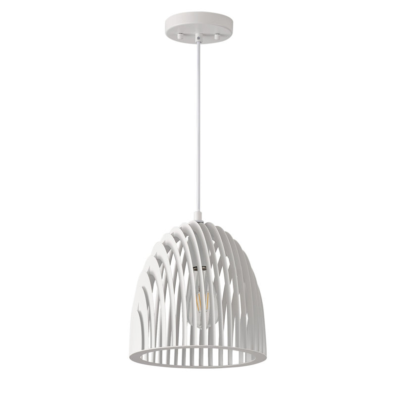 1-White dimmable circular iron pendant light, Silver, White