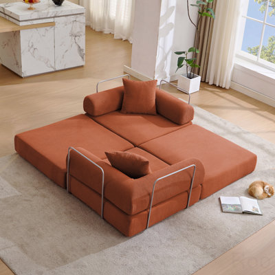 Modular Sofa Bed For Apartment,Convertible Sofa Bed,Fixed-Shape Frame And Removable Armrests,Folding Mattress Couch