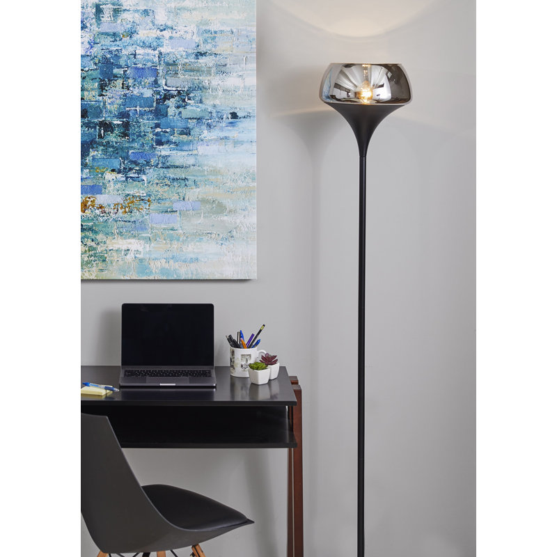 Lampe torchère sur pied 70" Nader, Noir, Noir
