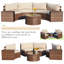 Ensemble modulaire de patio 7 pièces avec table ronde et 2 tables d'appoint-68476421