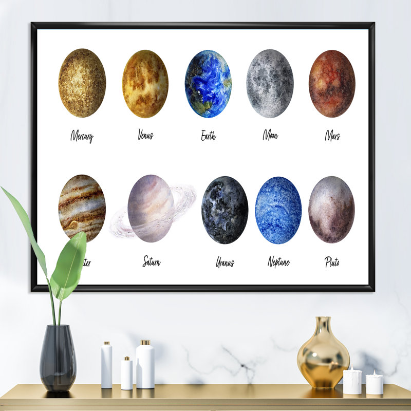 «All Planets United», impression sur toile, H 24 po x l 32 po x P 1 po, Cadre flottant noir