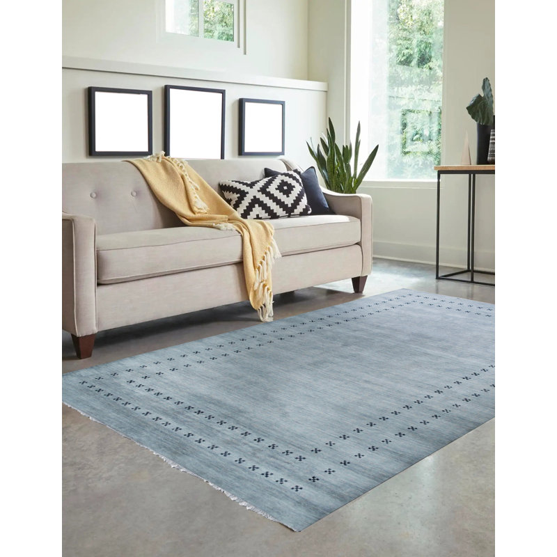 Tapis gris en laine fait à la main Lori Baft, Rectangle 6 pi x 9 pi