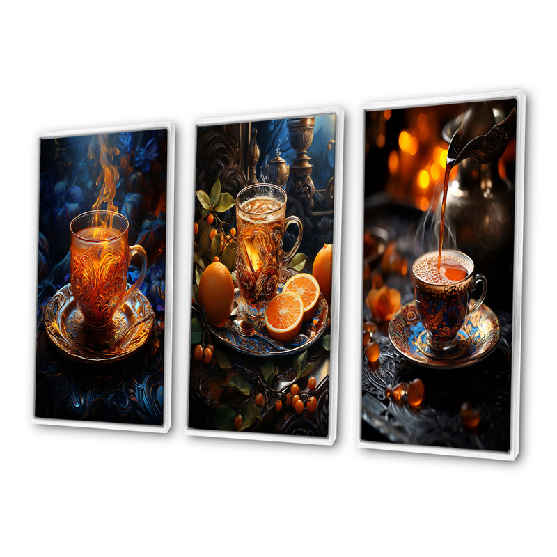 Café turc crépuscule, H 28 po x l 36 po, Cadre flottant blanc