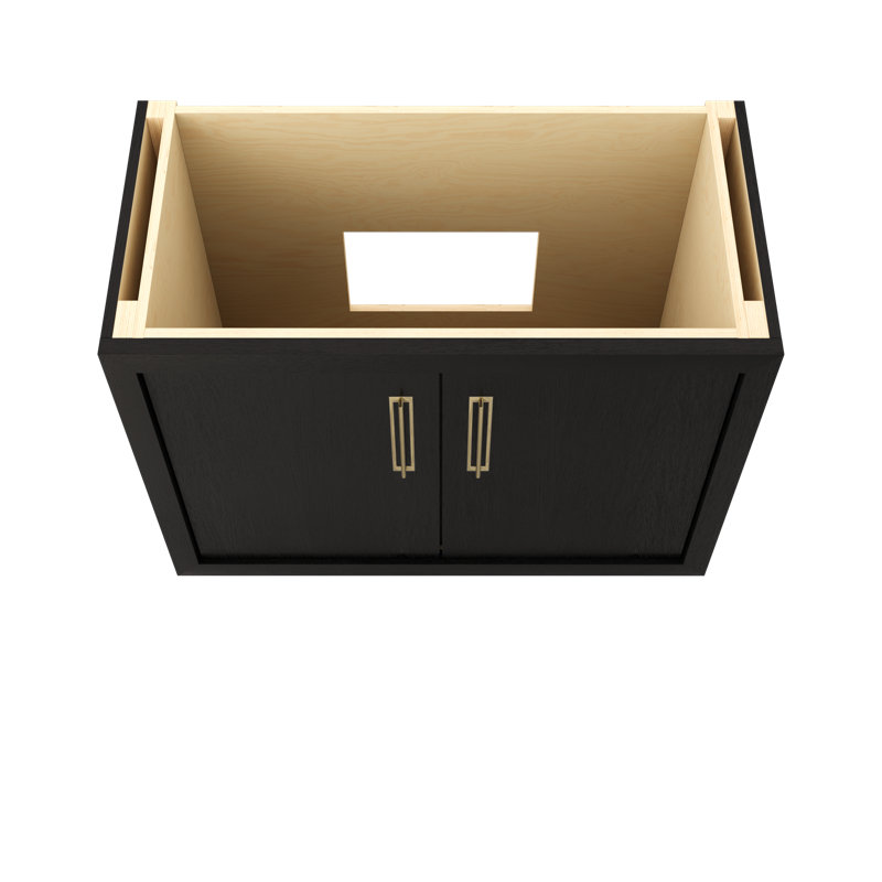 Meuble-lavabo simple Avalon, 42", Noir classique, Or satiné