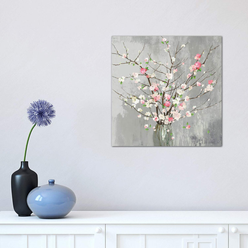 Delicate Pink Blooms by Asia Jensen - Wrapped Canvas Painting, 93.98 cm H x 93.98 cm W x 3.175 cm D