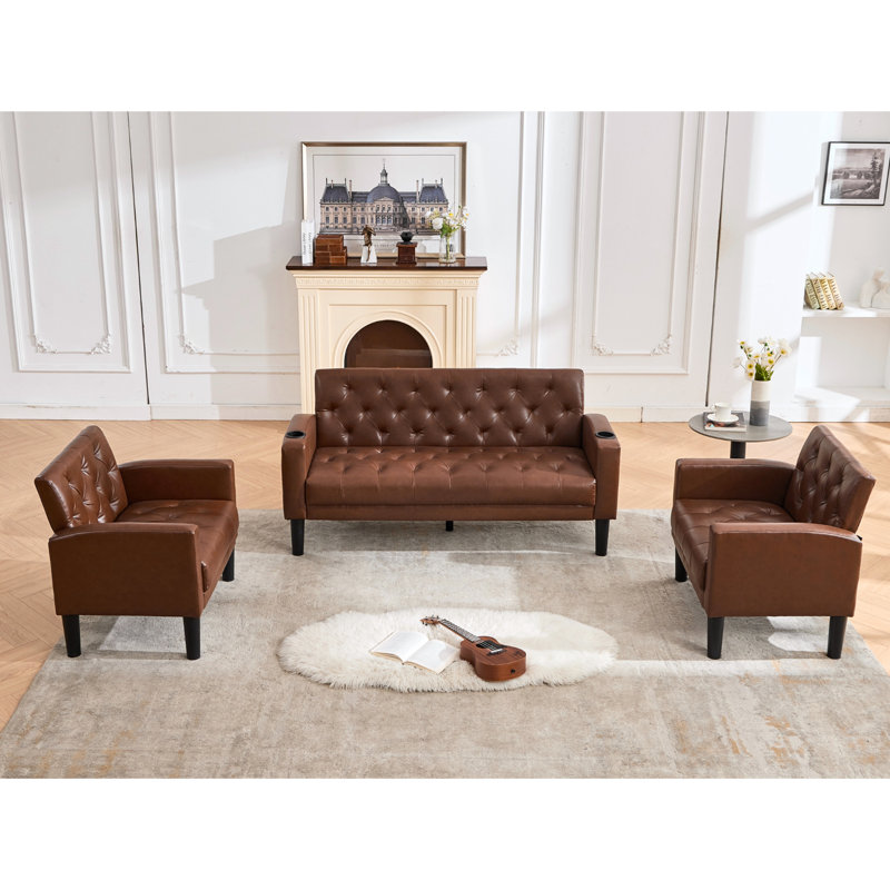 3 - Piece Living Room Set, Brown