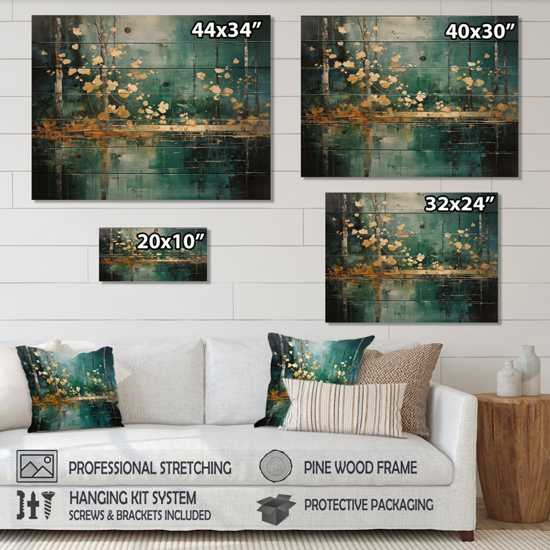 Toile Bold Forest Emerald II sur bois, H 30 po x l 40 po x P 0,78 po