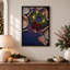 Blue Dinner Table With Pine Wreath And Lit Christmas Canvas Wall Art-244277946