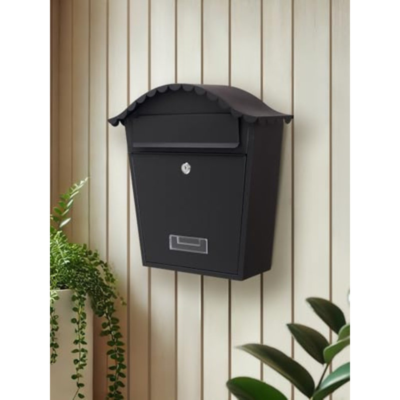 Cartegena Steel Wall Mounted Post Box, Black