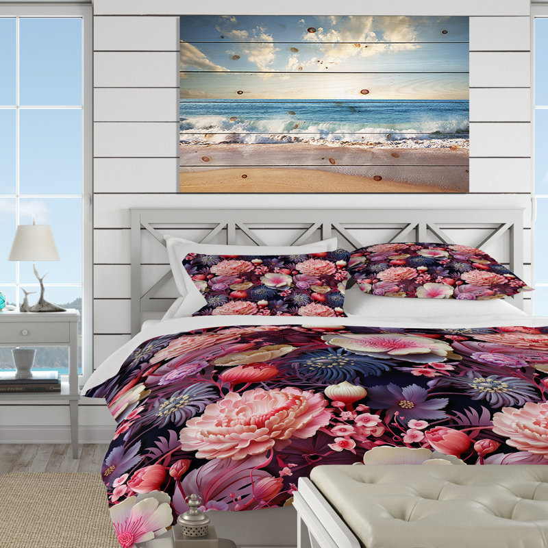 Seashell Serenade V Tropical Pattern I - Ensemble de housse de couette Coastal