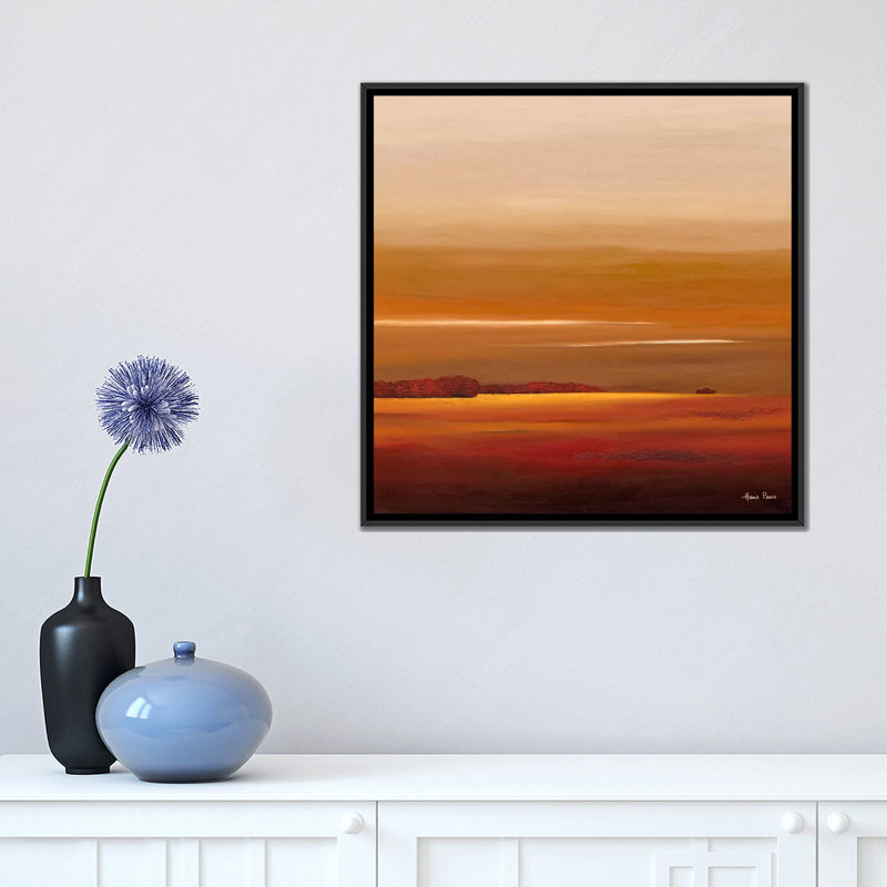 « soleil iv », impression sur toile, H 18 po x l 18 po x P 1,5 po, Toile avec cadre noir, Pas de tapis