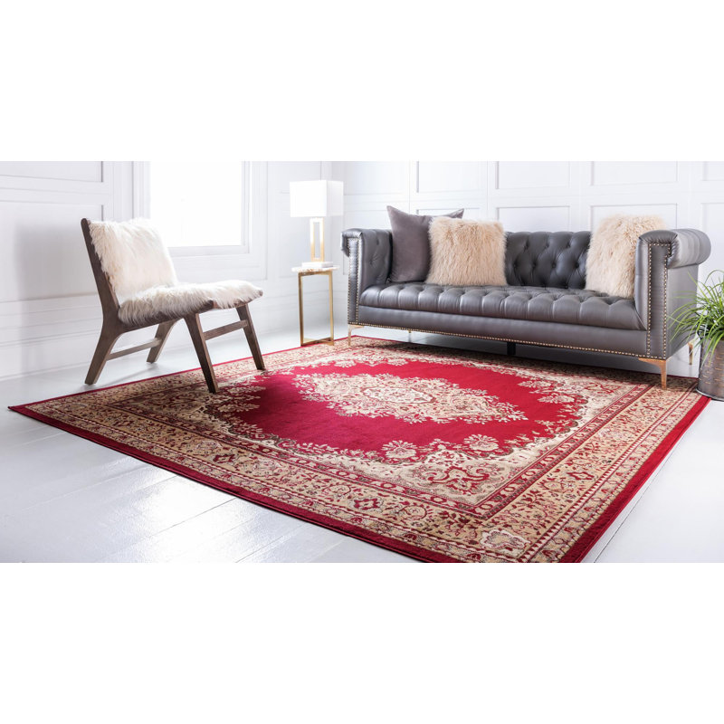 Tapis oriental noir Balthrop, Carré 8 pi, Bourgogne