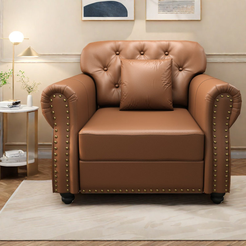 Canapés confortables en similicuir de 41,3 pouces Modern Chesterfield Home