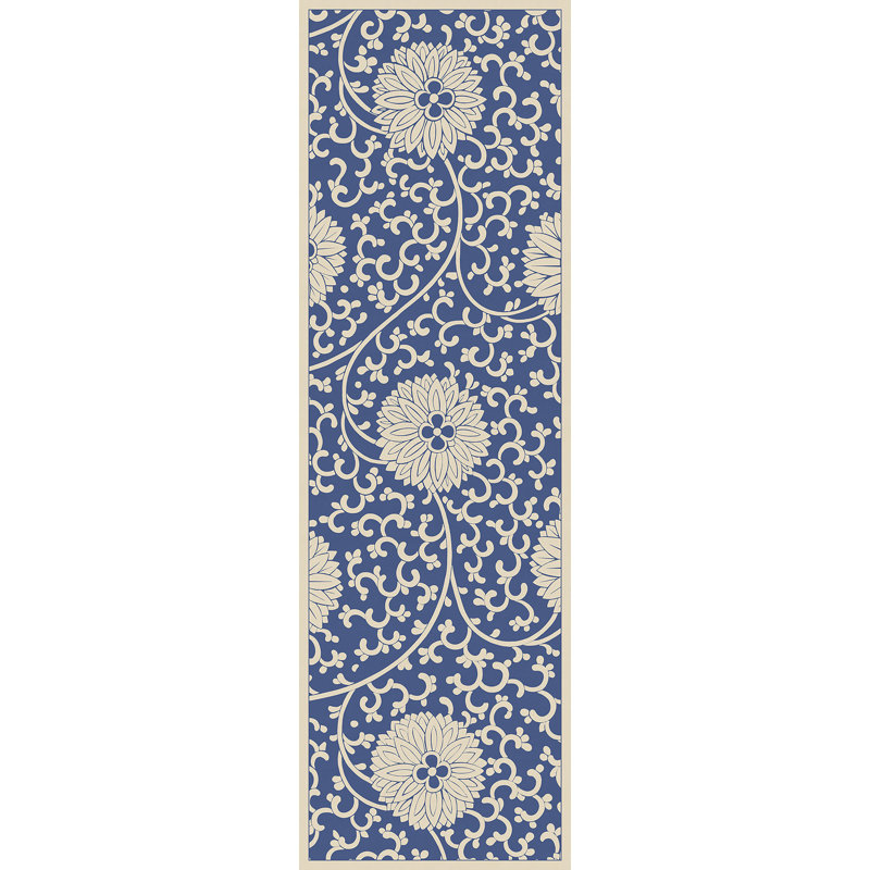 Hawarden Vinyl Floral Indoor Rug, Runner 2'6" x 8'