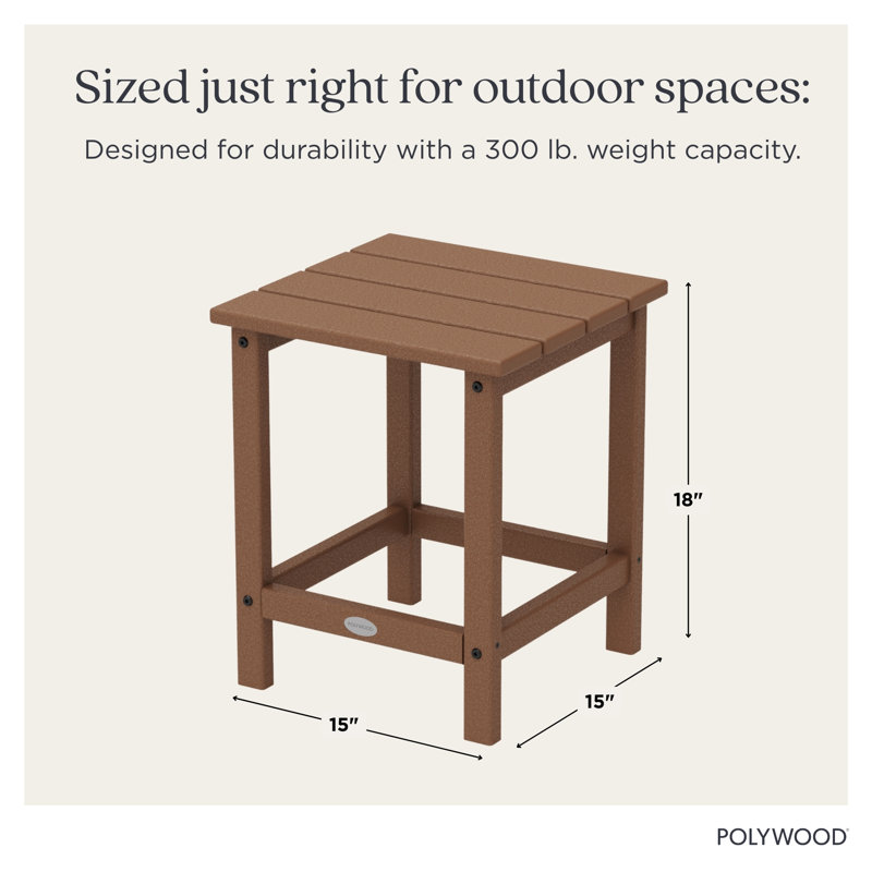 POLYWOOD Long Island 18" Side Table, Teak