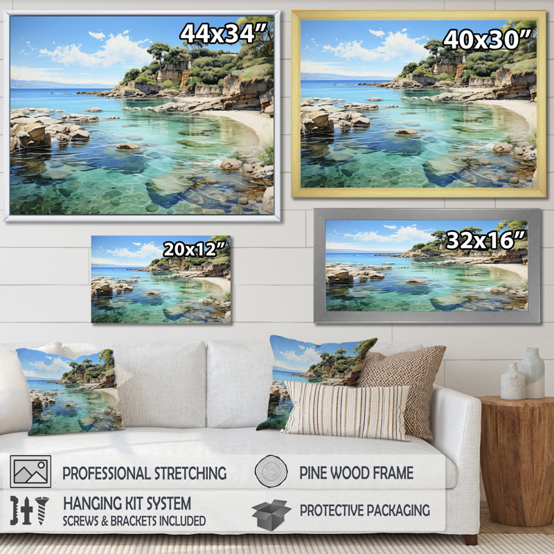 Vose Rocky Beach Tranquil Retreat II, H 24 po x l 32 po x P 1 po, Toile tendue