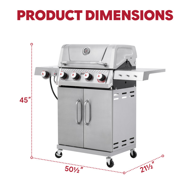 FEASTO 4-Burner Propane Gas Grill with Cover