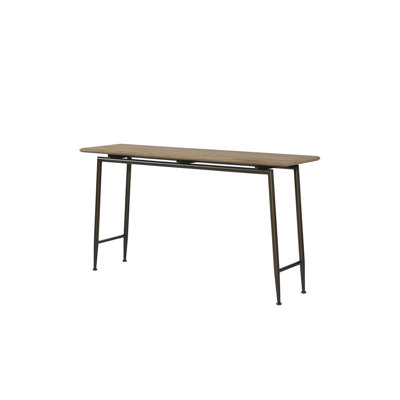 Console rectangulaire Oak Crest avec pieds en métal couleur blé – Placage en chêne blanc américain