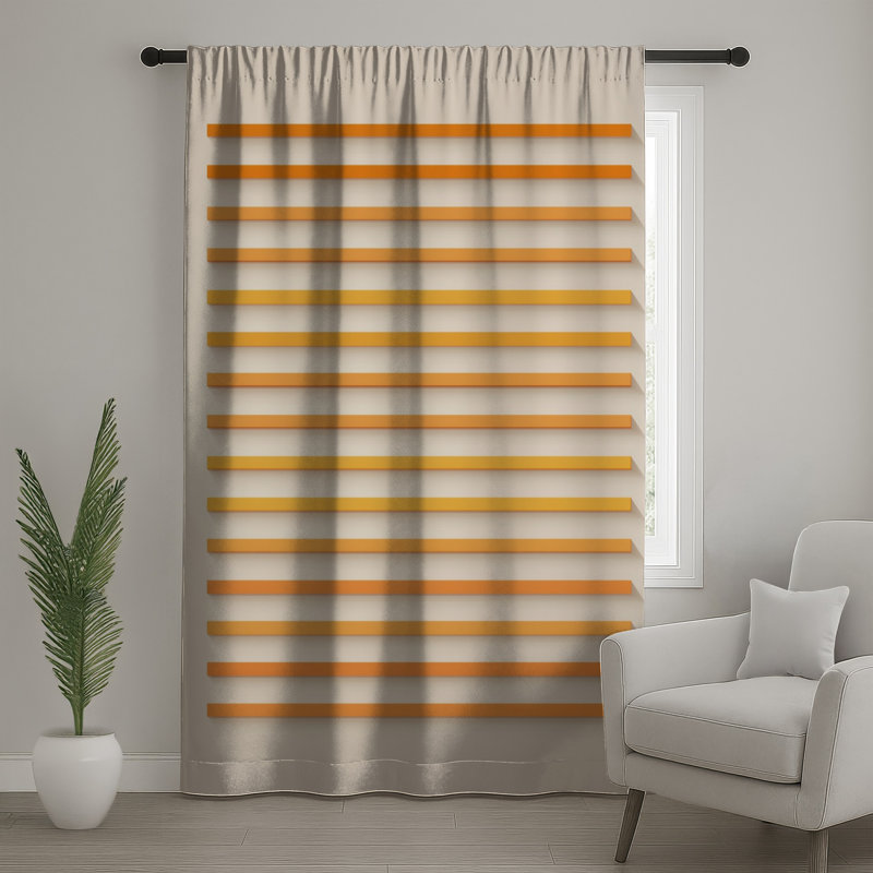 Rideaux horizontaux orange à rayures, voilages et voilages à rayures - 1 panneau, Blocage, 50 po x 80 po - 1 panneau