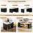 Extendable Rolling Kitchen Island Dining Table with Folding Top, Drawers, Power Outlet & Brake Lock, Storage Cabinet-568110290