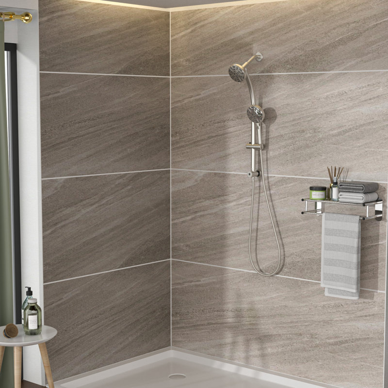 Pomme de douche double multifonction - Système de douche avec pomme de douche à pluie de 4,7 po, douche à main 8 fonctions, barre coulissante réglable