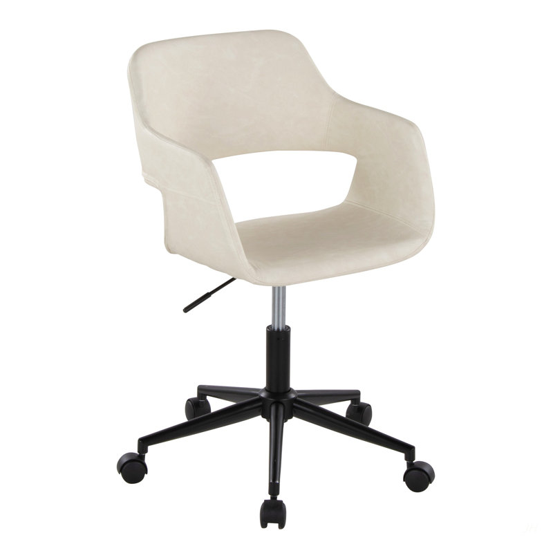 Contemporary Task Chair In Black Metal, Cream, Black