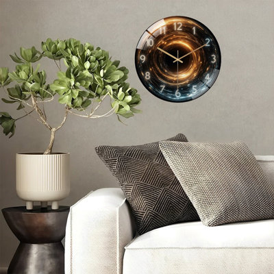 Horloge murale silencieuse en verre trempé de 30 cm, design futuriste, sans tic-tac, fonctionne avec des piles AA (non incluses), décoration artistique pour la maison
