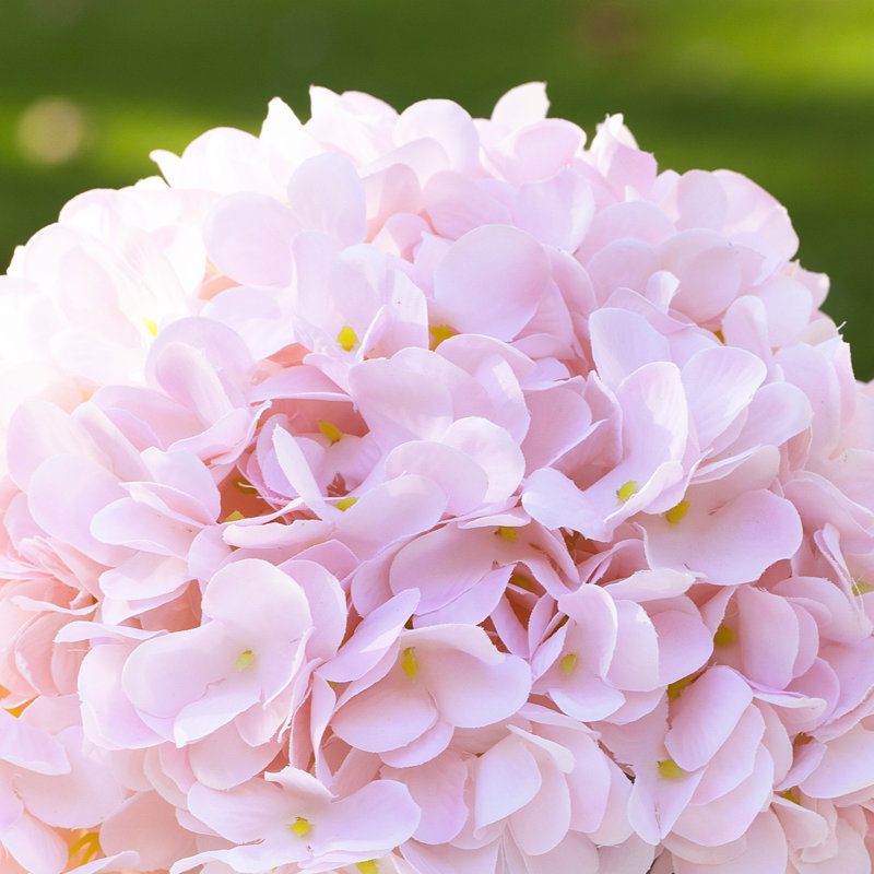 Faux Silk Hydrangea Arrangement in Pot, Pink