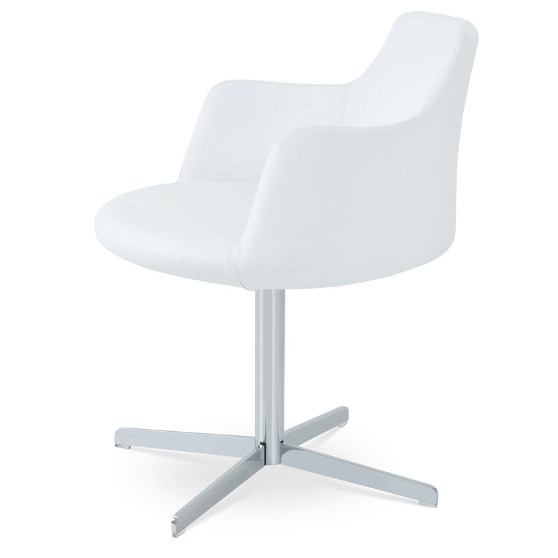 Derviche 4 étoiles chaise, Chrome, Similicuir - Blanc