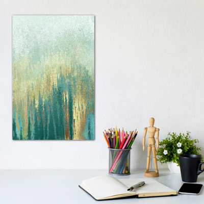Teal Golden Woods by Roberto Gonzalez - Wrapped Canvas Painting