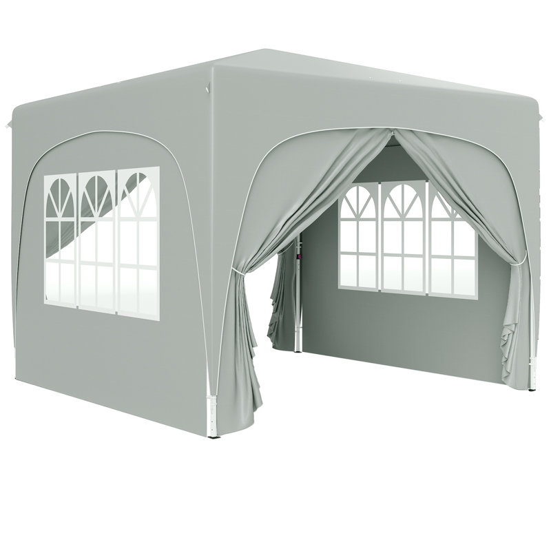 3 x 3m Pop‑Up Gazebo Shelter with Accessories, Sand, Light Grey